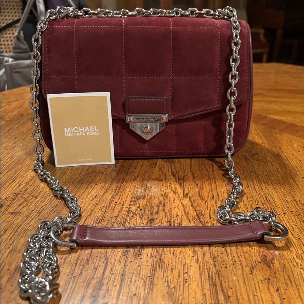 Michael Kors Burgundy Quilted Chain Shoulder Bag